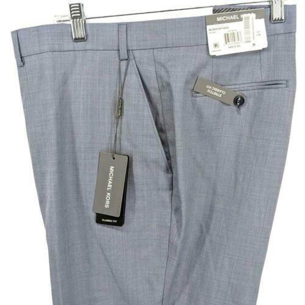 Michael Kors Men's Classic Fit Spring Performance Pants Plaid Blue 42 x 30